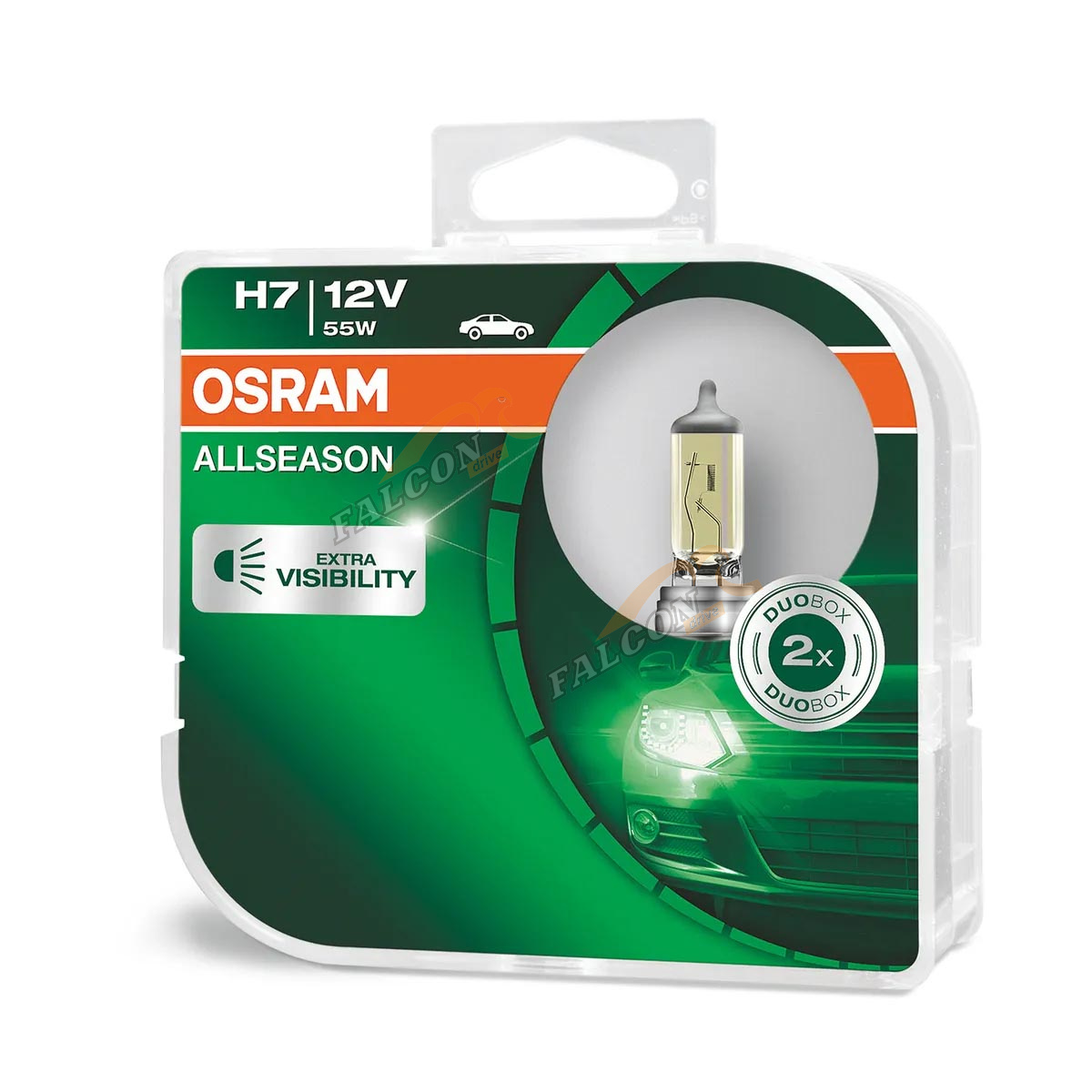 Лампа галог H7 12V55W+30% (Osram) ALLSEASON SUPER евробокс,2шт 64210ALS2 всепогодная 