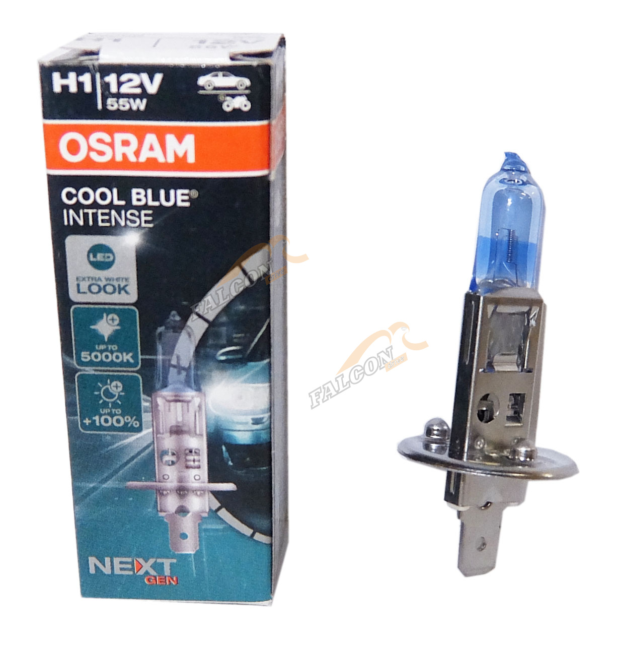 Лампа H1 галог 12V55W+100% (Osram) 5000K COOL BLUE INTENSE белая 64150CBN