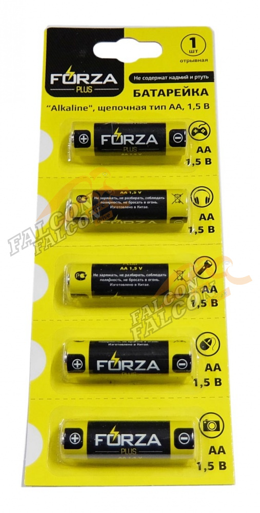 Батарейка AA (Forza) 1,5V Alkalin блистер 1шт, пальчиковая  917-028
