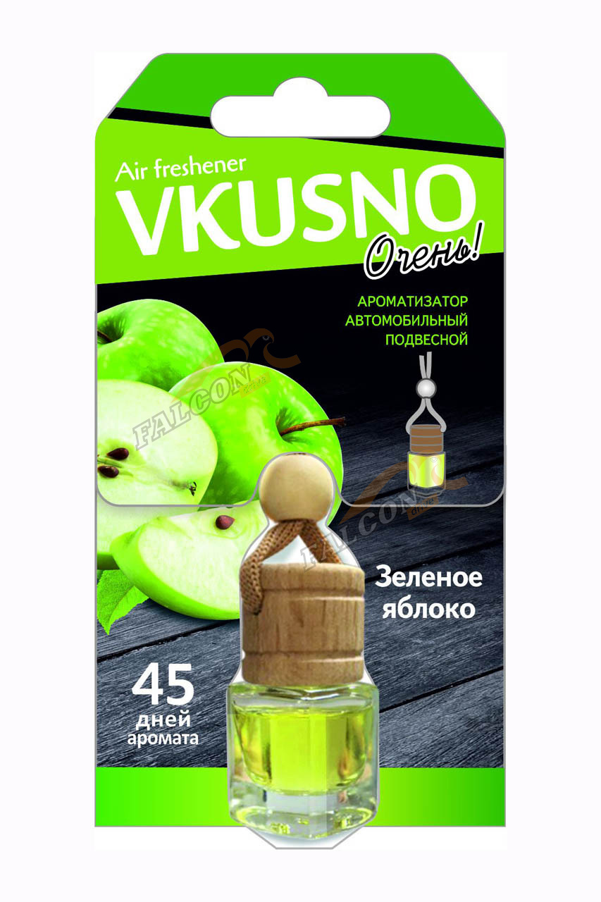 Ароматизатор подвес жидкий (FRESHCO) "Vkusno" Яблоко AR1VB001 дерево+стекло