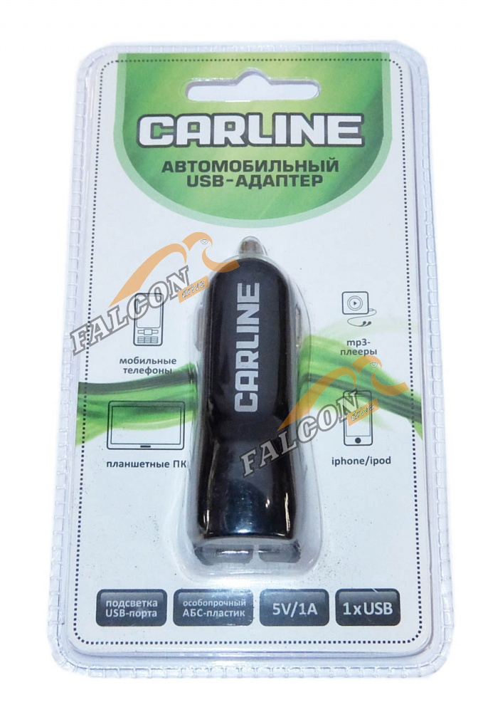 Зарядка USB в прикуриватель (CarLine) 12V/24V 1xUSB 1A Чёрный CH-1UB