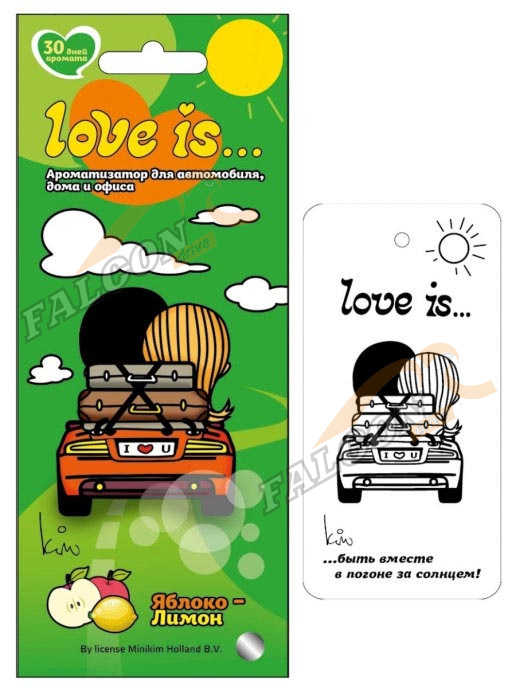 Ароматизатор подвес картон (LOVE IS) ЯБЛОКО-ЛИМОН LIK0010