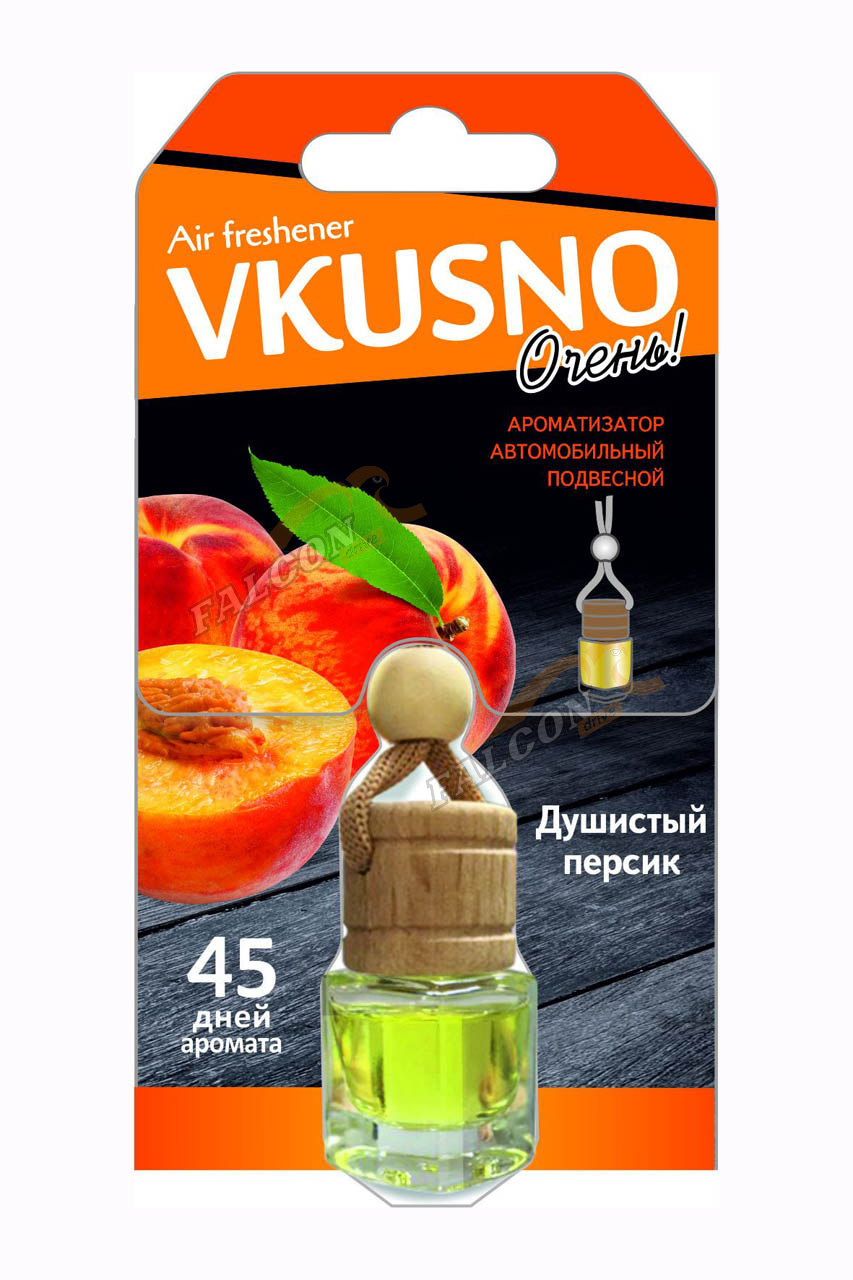 Ароматизатор подвес жидкий (FRESHCO) "Vkusno" Персик AR1VB003 дерево+стекло
