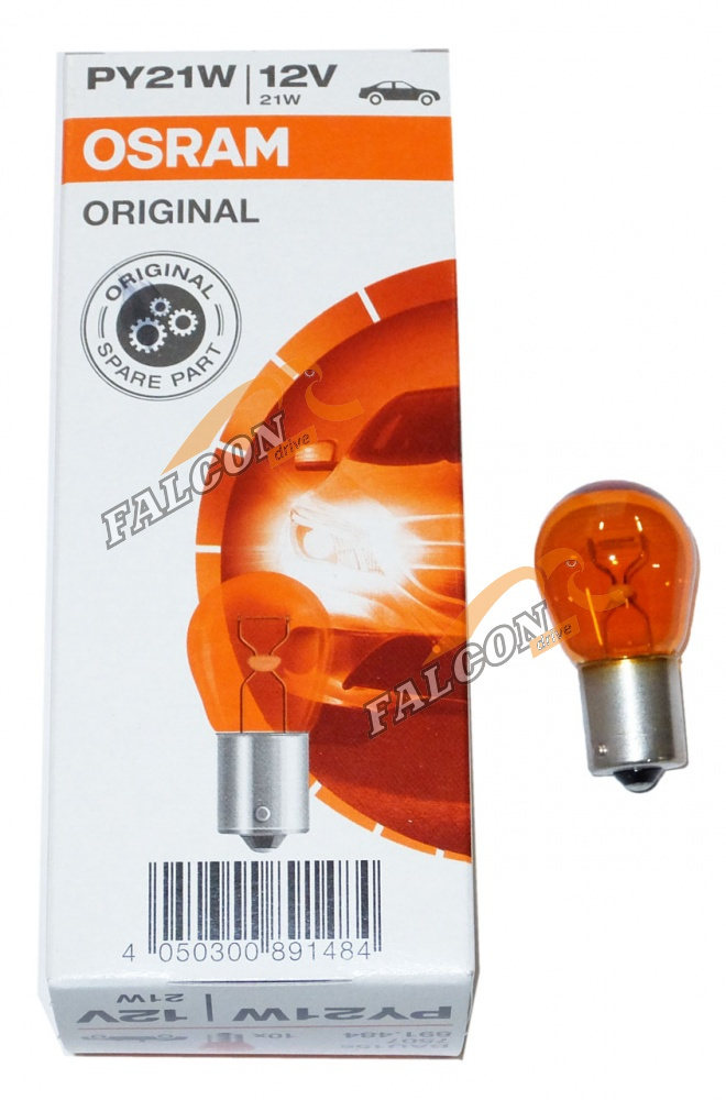 Лампа 12V21W (Osram) ORANGE BAU15s (з/ход, поворотники, стоп) PY21W