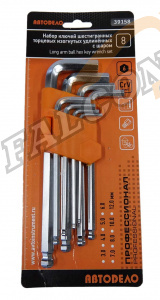 Набор ключей шестигр 8 пр (3.0-12 мм) средн с шар (АвтоДело) Professional (13135) 39158