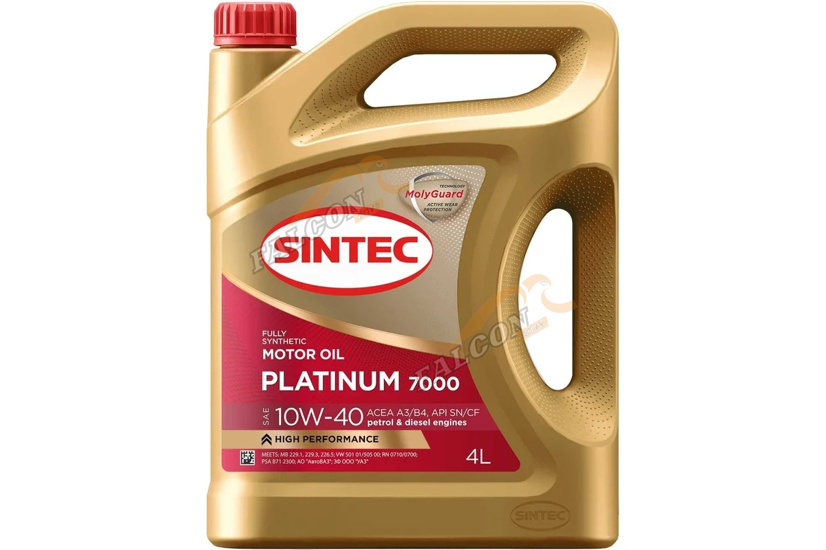А/масло SINTEC Платинум 7000 10W40  API SN/CF ACEA A3/B4 4л 