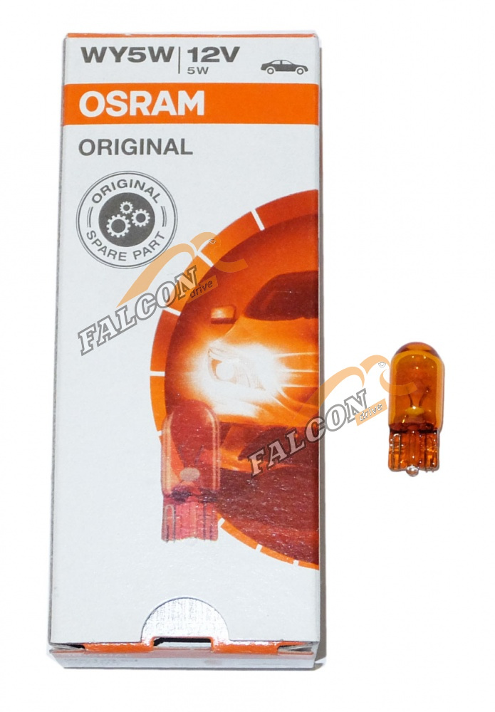 Лампа 12V5W (Osram)  (б/ц) W2.1*9.5d ORANGE боковые указатели поворотов