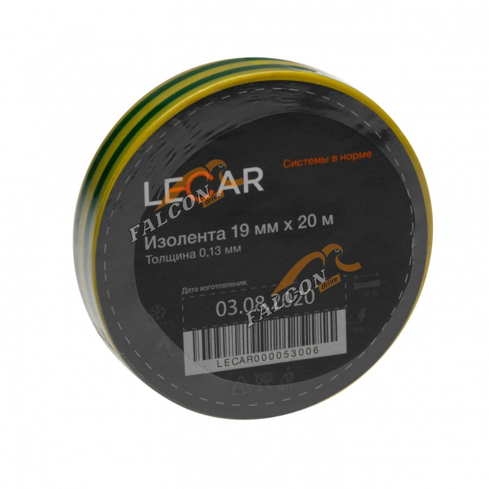 Изолента ПВХ 15мм*20м желто-зеленая (Лада-Имидж LECAR)