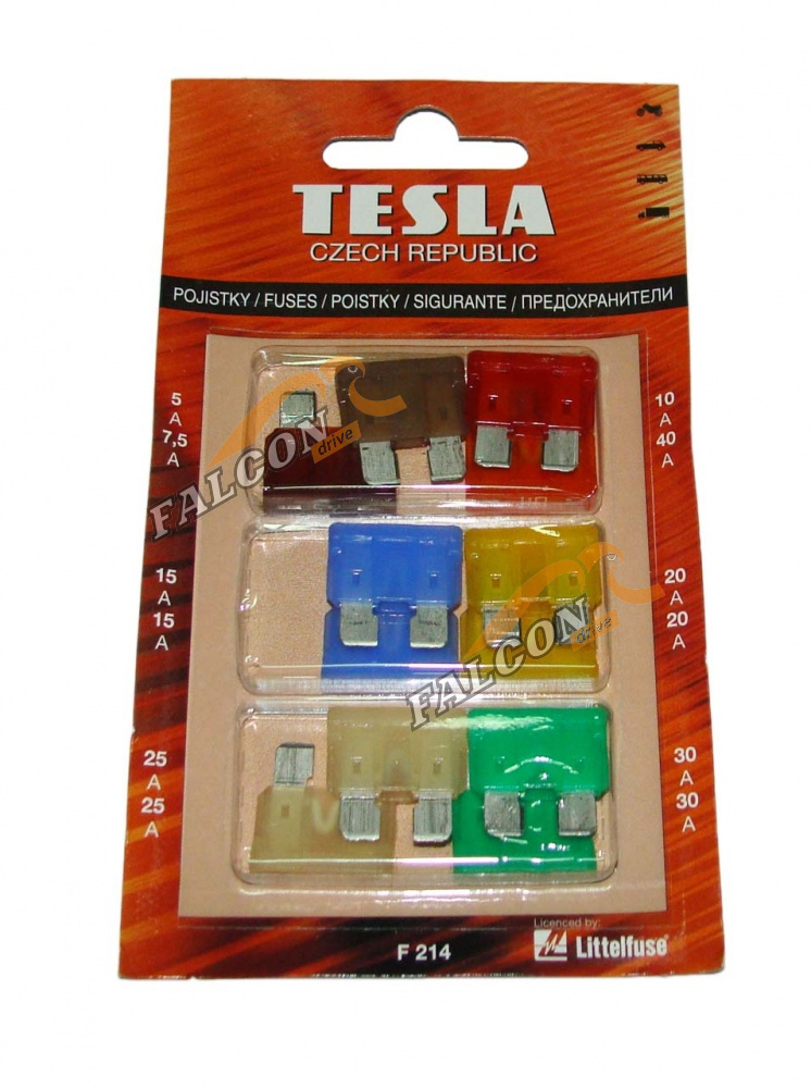 Предохр ВАЗ-2108  (Tesla) штекерные к-т (Midi) (12шт) F214 (5A*30A)
