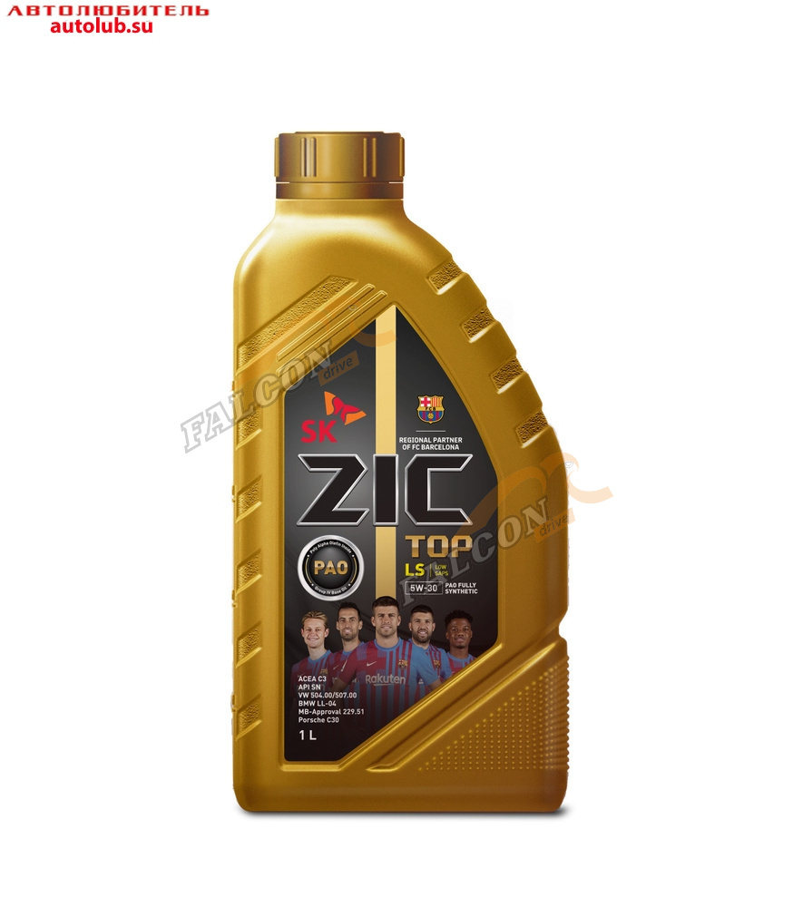 А/масло ZIC  5W30 TOP PAO LS 1 л SN, C3, VW 504.00|VW 507.00