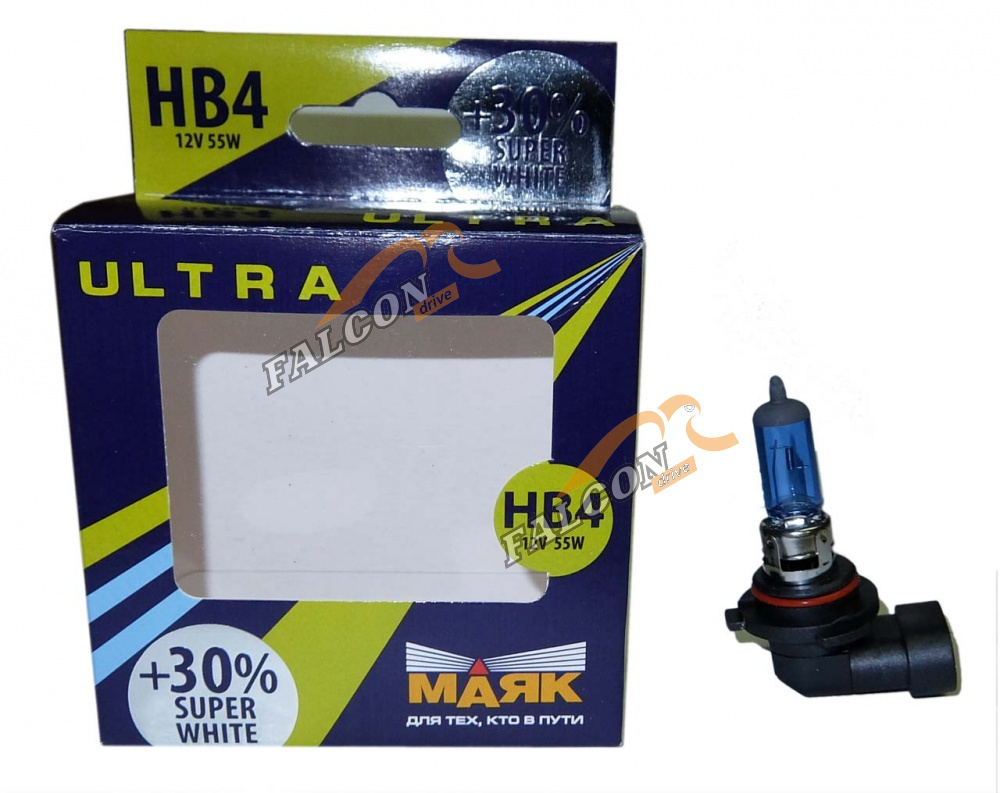 Лампа HB4 галог 12V51W +30% (Маяк) ULTRA Super White к-т2шт 