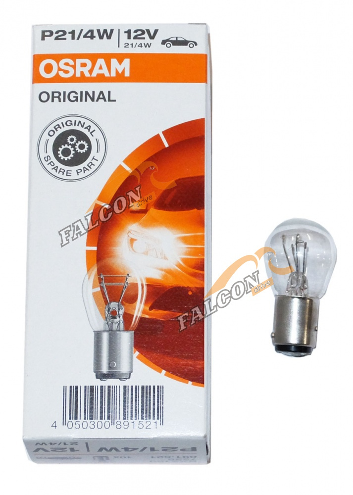 Лампа 12V P21/4W (Osram) BAZ15d стоп-сигнал 
