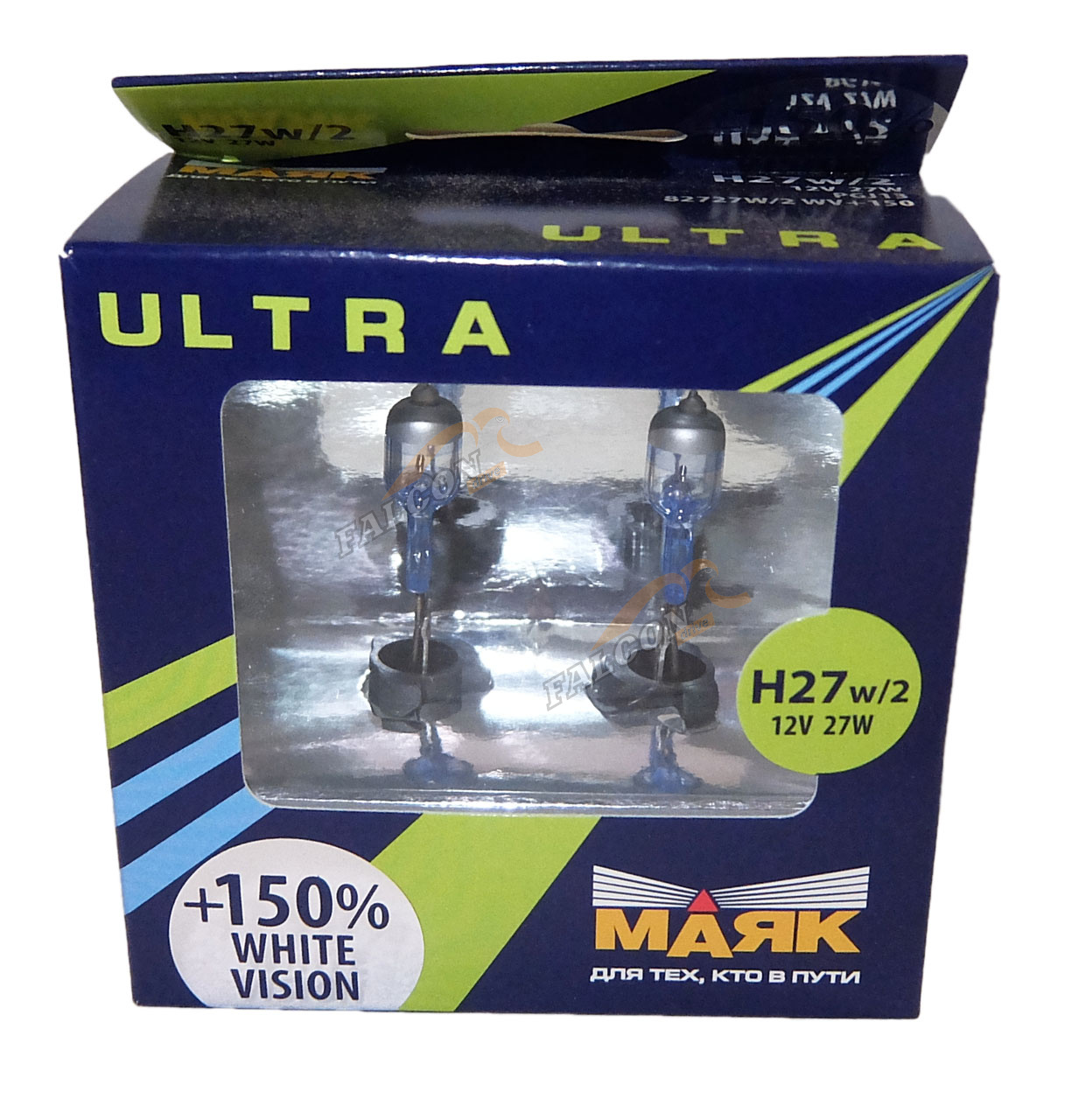 Лампа H27 галог 12V27W+150% (Маяк) ULTRA Super White Vision к-т2шт 82727W\2WV+150                 