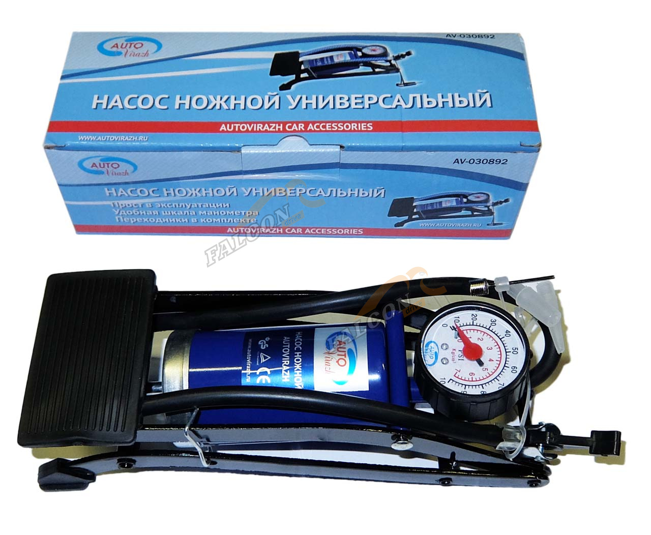 Насос ножной с манометром (Autovirazh) AV-030892