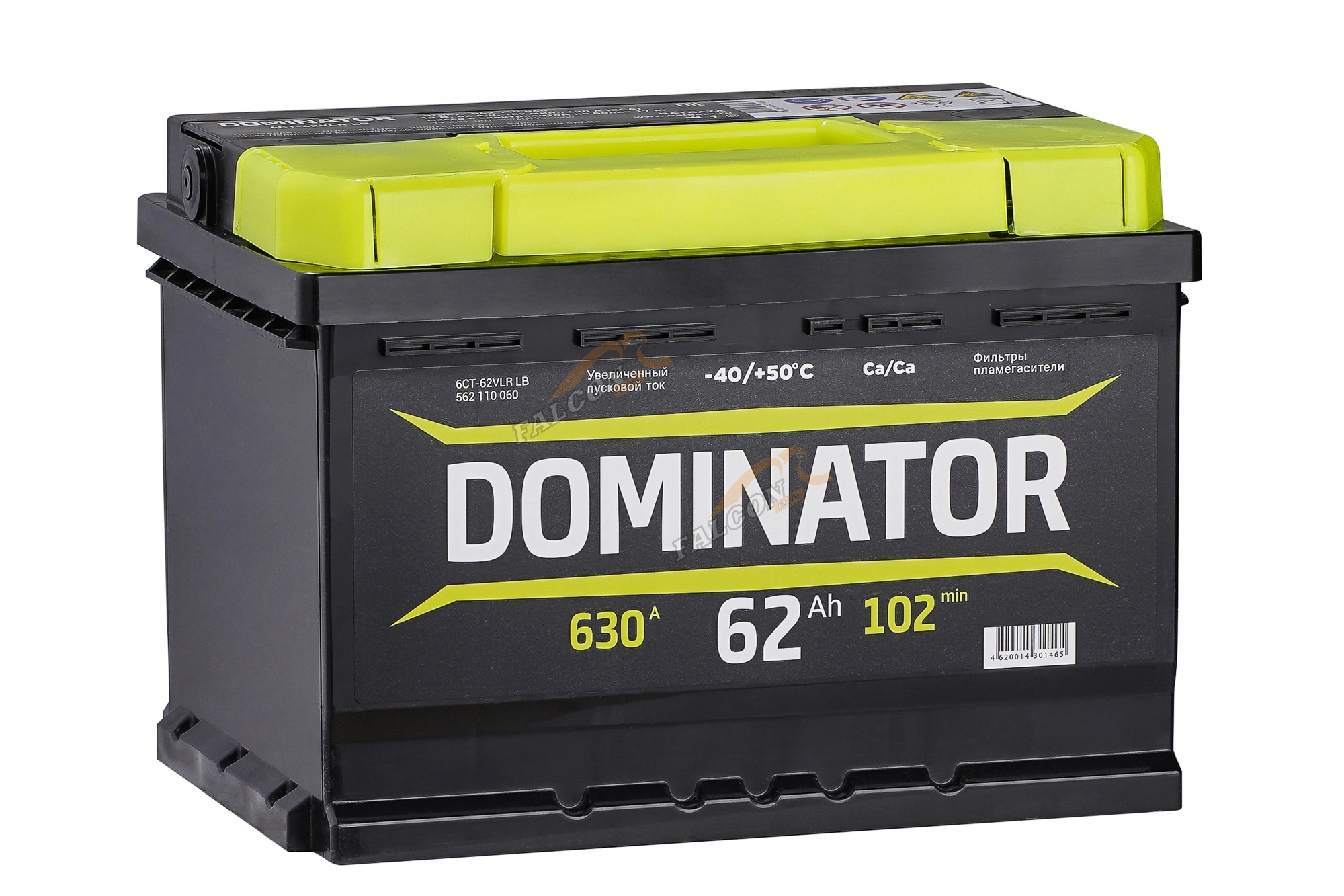 АКБ 62R Dominator (ОБР) низкий (EN620) ДШВ 242х175х175 залит 