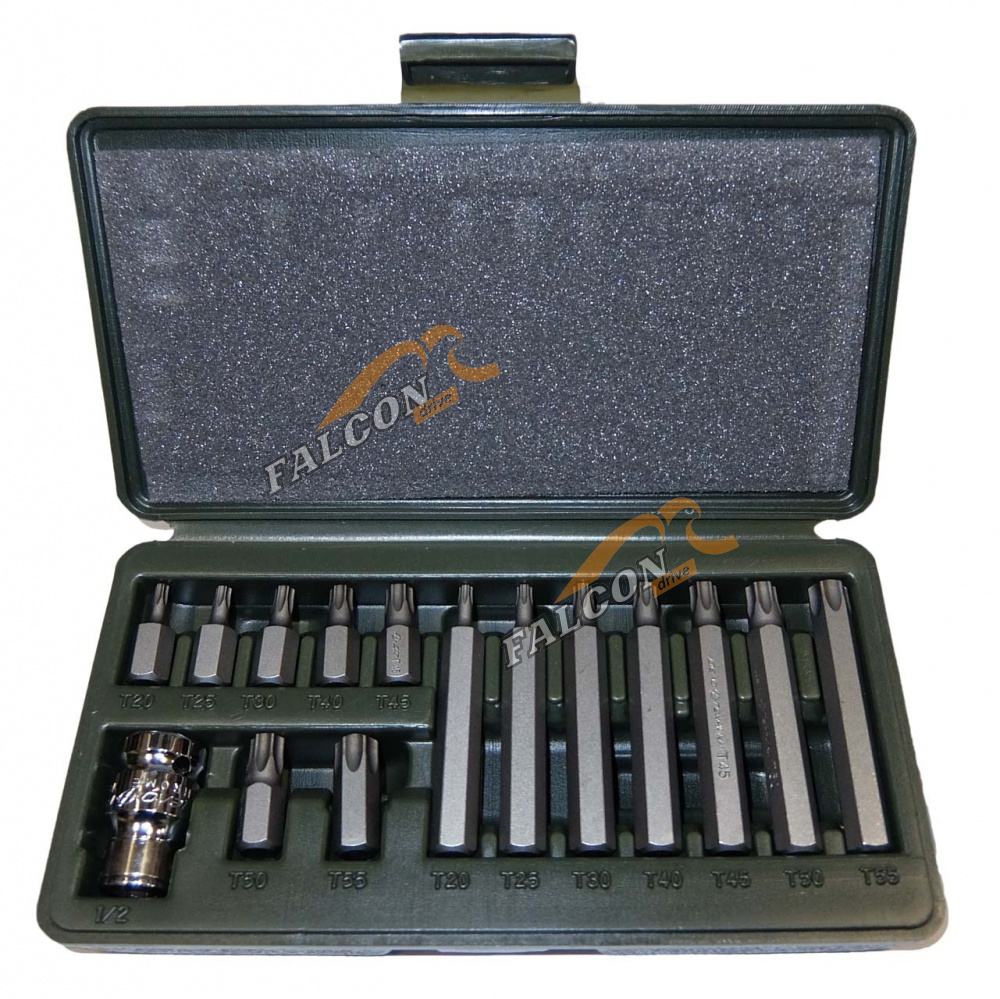Вставки набор Torx 3/8"(Т20,Т25,Т30,Т35,Т40,Т45,Т50,Т55) 30 и 75мм 15 пр (ДТ) (676150)