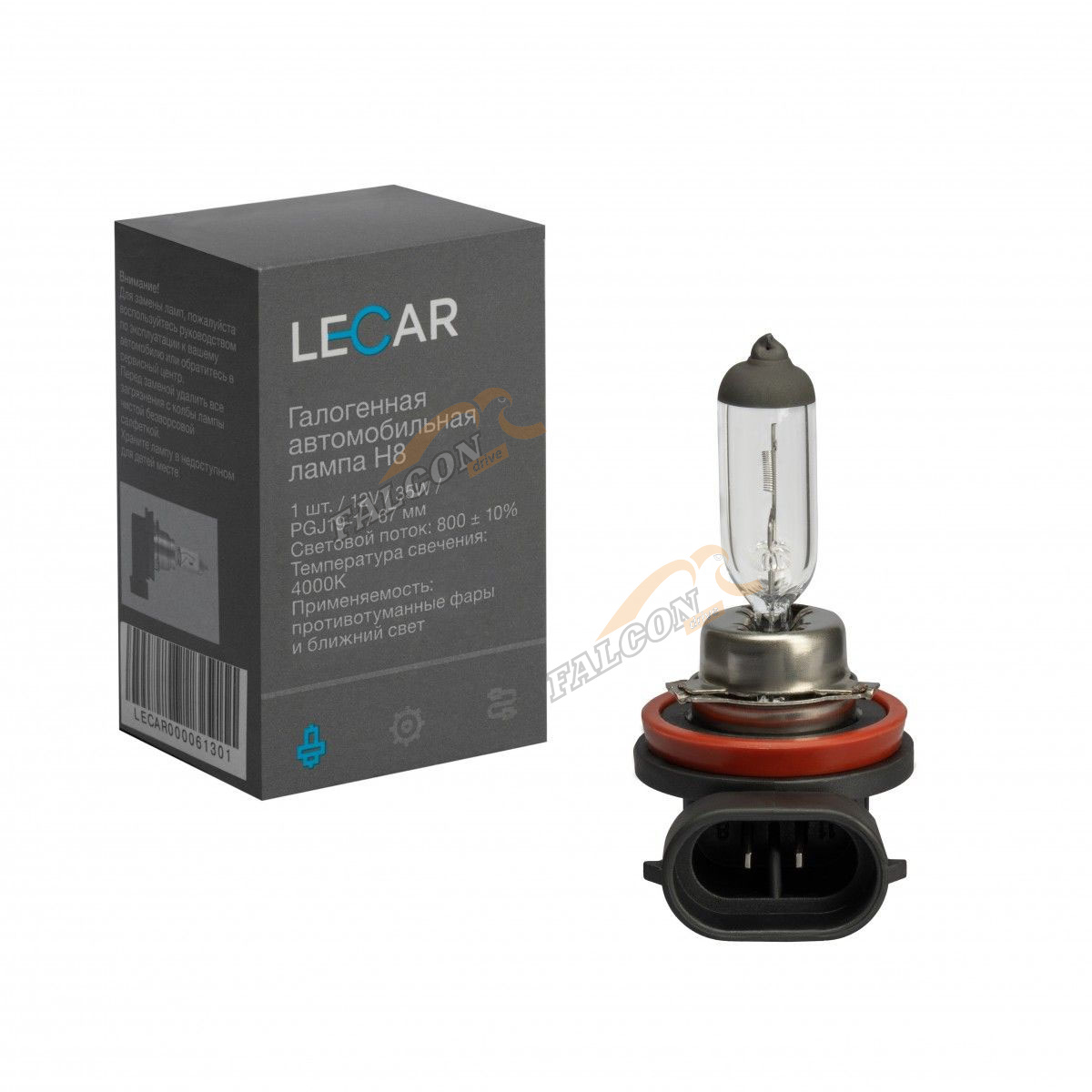 Лампа H8 галог 12V35W (LECAR) 